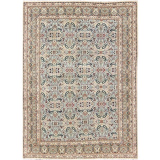 Fine Persian Kashan in Celadon Green, Light Blue Field Intricate Floral Motifs For Sale