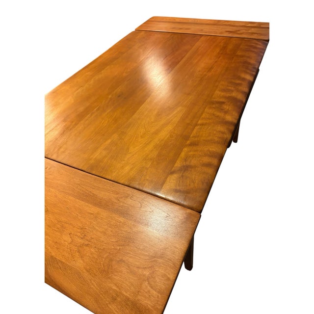 1950s Cushman Colonial Creations Draw Leaf Hard Rock Maple Dining Table For Sale - Image 9 of 11