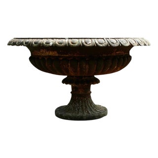 Large Cast Iron Garden Urn, 19th Century For Sale