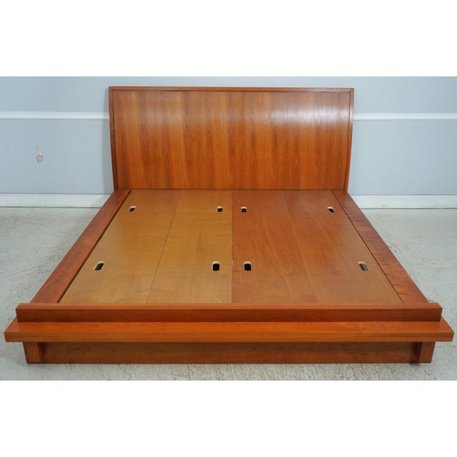 Age: c2014 Details: #718 Finish Slight Sleigh Curved Headboard In The Manner Of Frank Lloyd Wright High Quality...