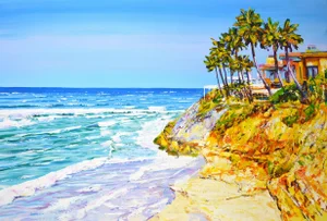 House. Ocean. Original Contemporary Painting