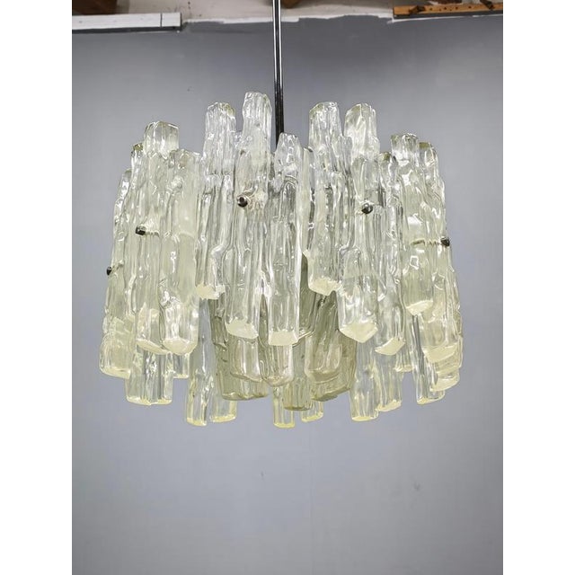 Austrian Textured Glass Pendant Light attributed to J.T. Kalmar, 1960s For Sale - Image 3 of 13