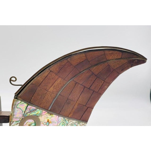 1950s Jeronimo Fuentes Abalone & Wood Inlay Toucan Pitcher, Emilia Castillo Style For Sale - Image 12 of 18