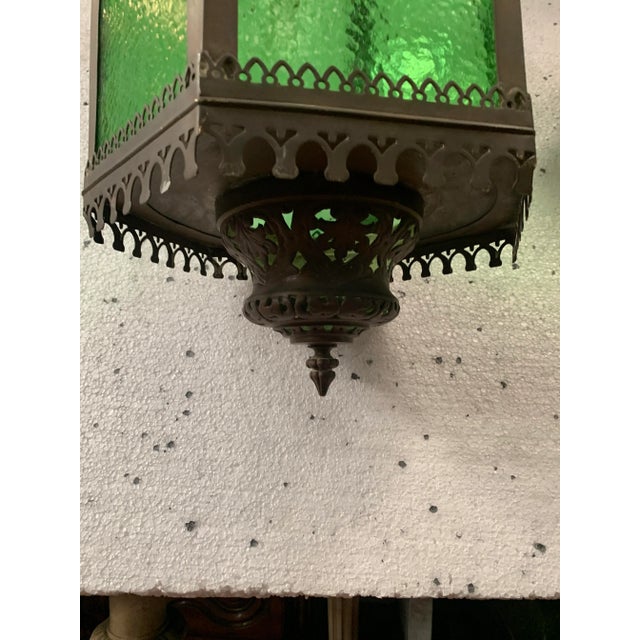 Bronze and Patinated Brass Hall Lantern, 20th Century For Sale - Image 4 of 16