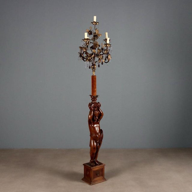 19th Century Antique Floor Lamp in Gilded Metal and Glass, Italy For Sale - Image 11 of 11