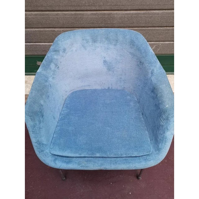 Set of Blue Upholstery and Chrome Armchairs, 1970s For Sale - Image 9 of 10