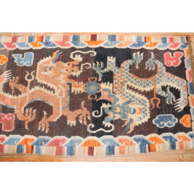 Colorful Dragon Vintage Tibetan Early 20th Century Rug For Sale In New York - Image 6 of 8
