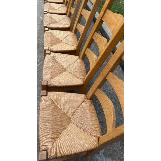 Vintage Country French Ladder Back Rush Seat Dining Chairs - Set of 8 For Sale - Image 4 of 8