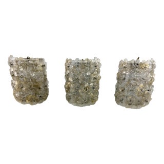 Vintage Murano Glass Wall Lamps in the style of Ercole Barovier, 1940s, Set of 3 For Sale