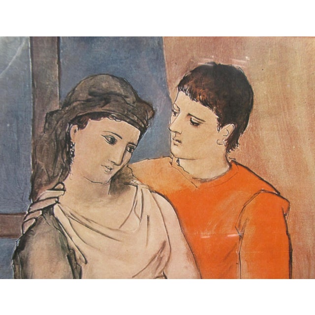 Mid-Century Modern Vintage Mid Century Pablo Picasso “The Lovers” Chicago Art Institute MCM Framed Art Print For Sale - Image 3 of 6