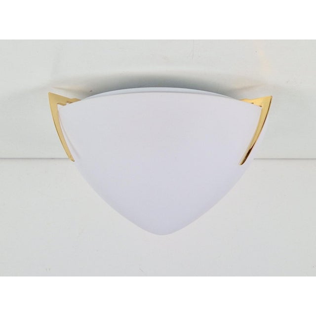 Regency Brass and White Glass Ceiling Lamp from Milan, Spain, 1970s For Sale - Image 11 of 14