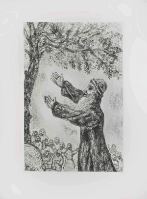 Marc Chagall, The Exhortation of Joshua, Etching, 1956