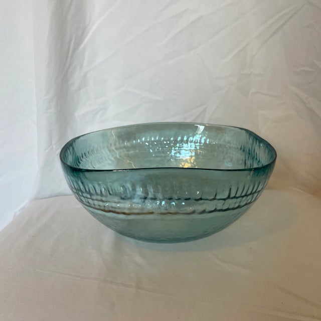 1960s Yalos Casa Murano Blue Sky Iridescent Glass Bowl For Sale - Image 11 of 11
