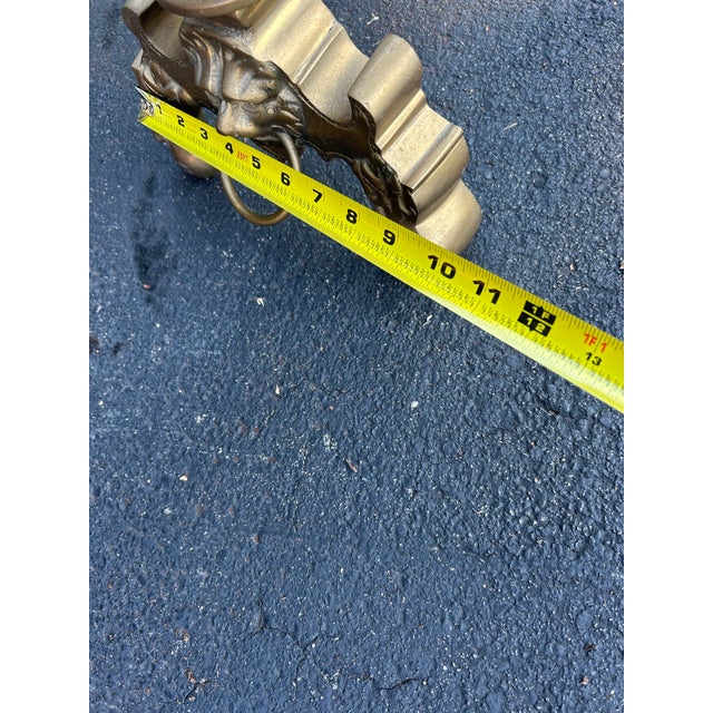 French 1920 Brass Lion Motif Andirons - a Pair For Sale - Image 3 of 10