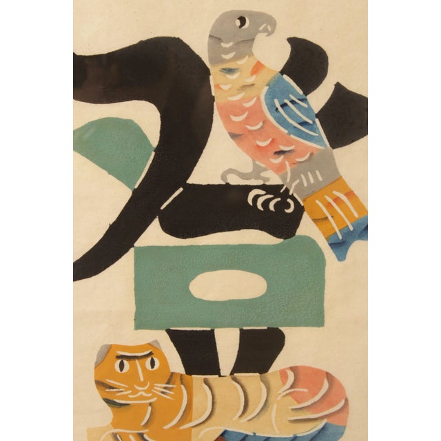 Mid 20th Century Vintage Kichiemon Okamura, Japanese Folk Art Woodblock Print For Sale - Image 5 of 13