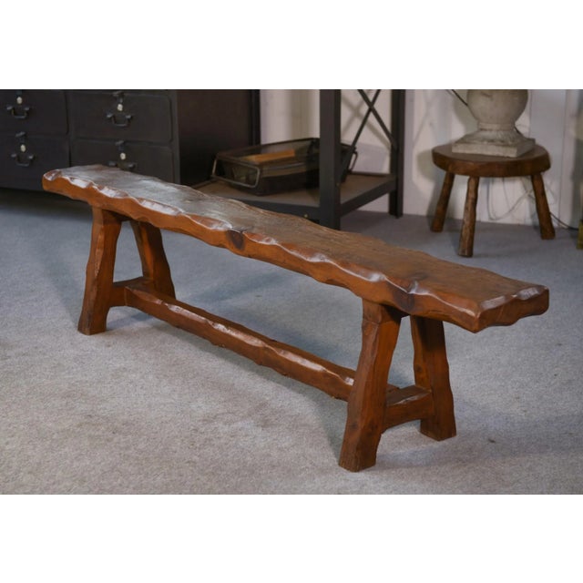 Vintage Brutalist Pine Bench, 1950s For Sale - Image 10 of 11