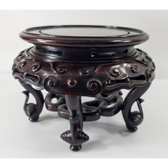 Mid 20th Century Mid-Century Chinese Carved Hardwood Hongmu Rosewood Display Stand Base For Sale - Image 5 of 11