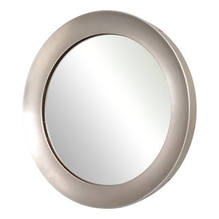Round Narciso Mirror with Steel Frame attributed to Sergio Mazza for Artemide, Italy, 1950s For Sale