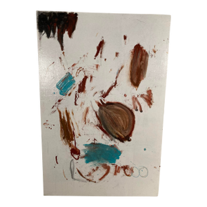 Small Original Acrylic Painting on Stretched Canvas Study in Turquoise White Ochre Ebony