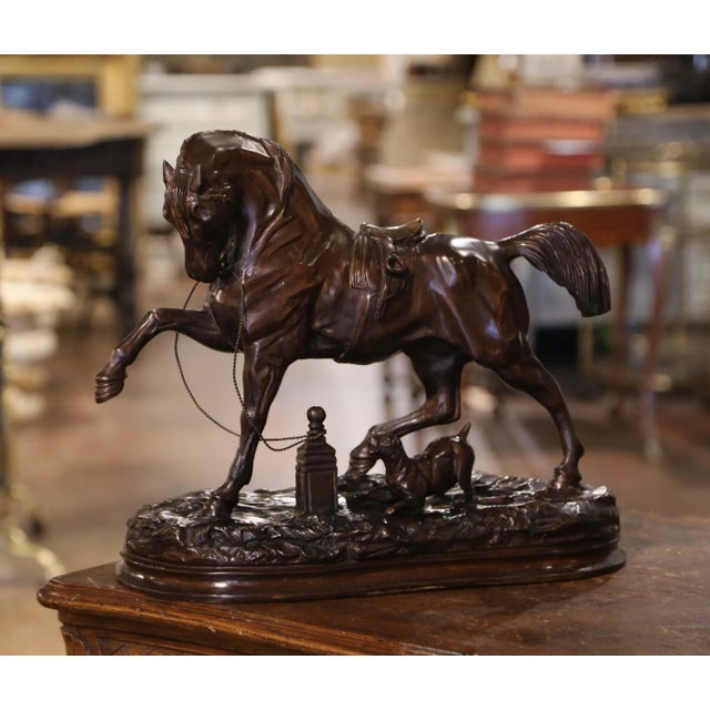 Mid 20th Century Mid-Century French Patinated Bronze Horse Sculpture After Pierre Lenordez For Sale - Image 5 of 11