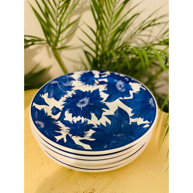 Vintage Italian ceramic blue & white flowers design extra large. At 11.5” also perfect for serving platers.