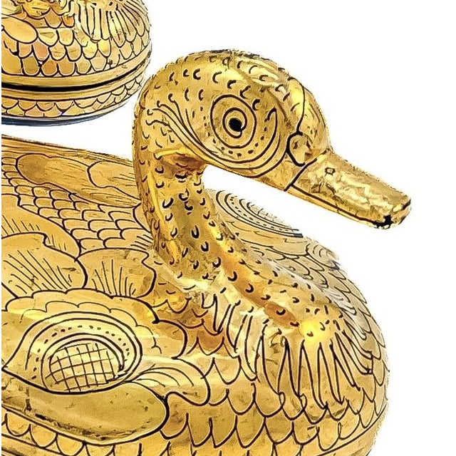 Large Mid-20th Century Burmese Gilt Lacquer Duck Trinket Boxes, Set of 3 For Sale - Image 9 of 10