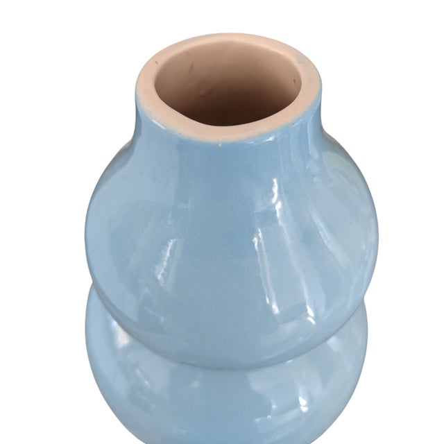 Jonathan Adler Jonathan Adler Baby Blue Ceramic Gourd Vase For Sale - Image 4 of 7