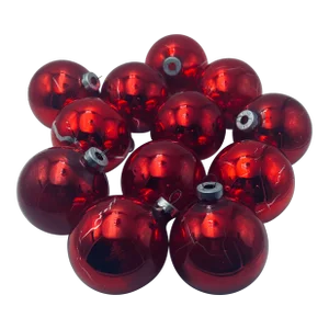 Vintage Red Holiday Pyramid Brand Christmas Balls - Set of 12