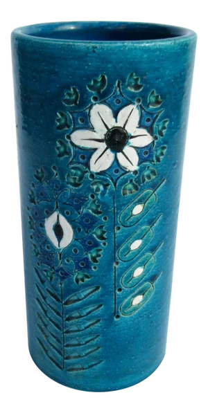 C. 1960's Italian Signed Bitossi for Rosenthal-Netter Cerulean Blue Glazed Tall Ceramic Vase
