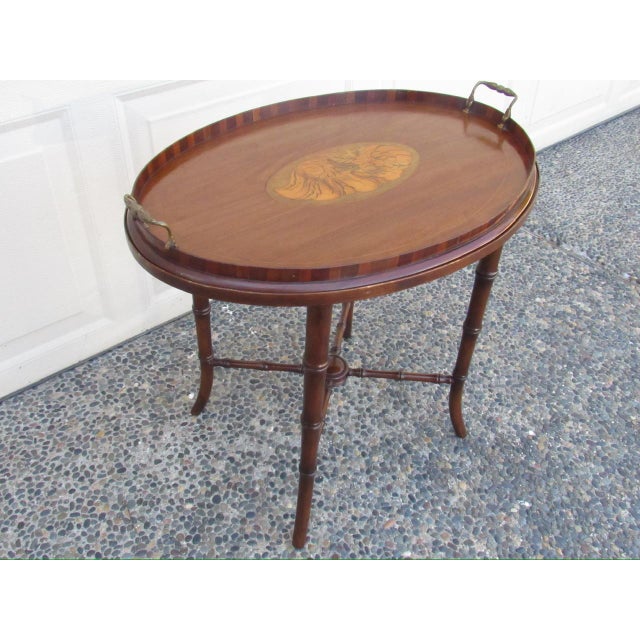 Antique English Mahogany Tray Table For Sale - Image 9 of 12