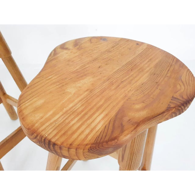 Scandinavian Modern Pinewood Bar Stools, 1970s, Set of 4 For Sale - Image 8 of 13