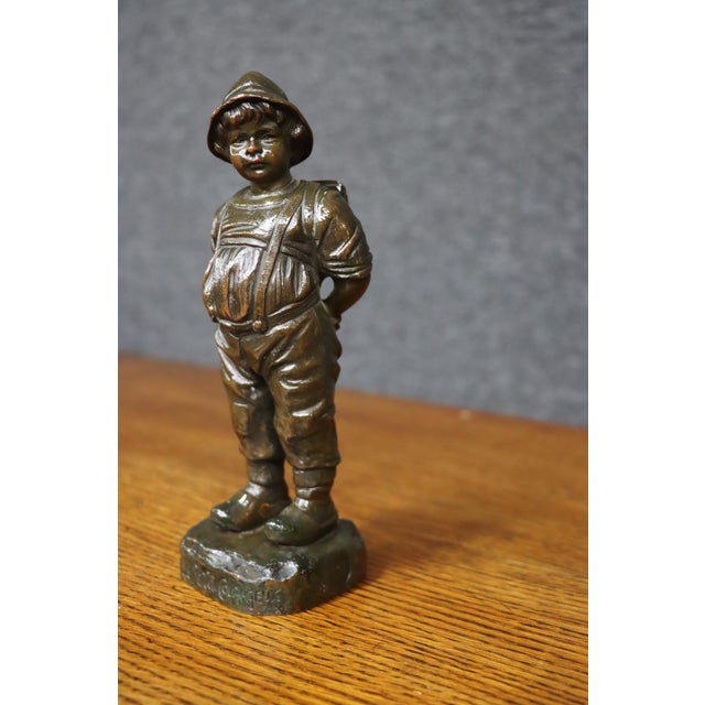 Italian Bronze “Petite Courage” Boy by Giuseppe M. Piccole For Sale - Image 3 of 10