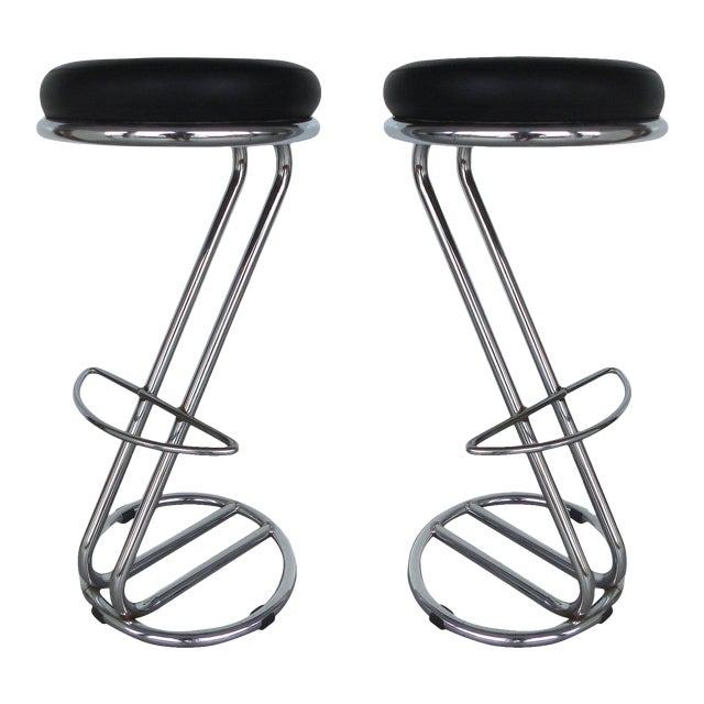 Italian MidCentury Modern Chrome Bar Stools a Pair Chairish