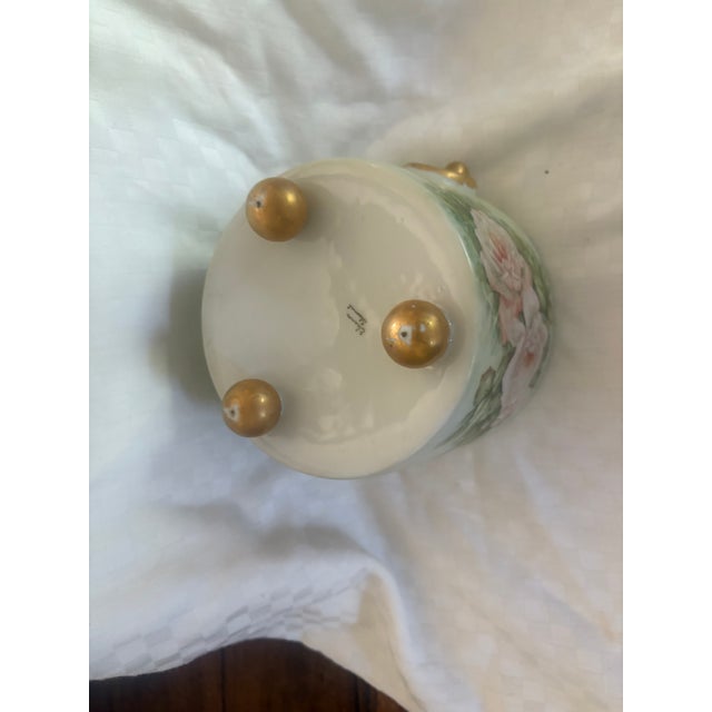 Pistachio Antique Hand Painted French Porcelain Cachepot For Sale - Image 8 of 8