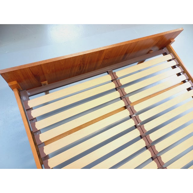 Vintage Scandinavian Teak Double Bed with Integrated Bedside Tables and Slatted Base, 1960s For Sale - Image 12 of 18