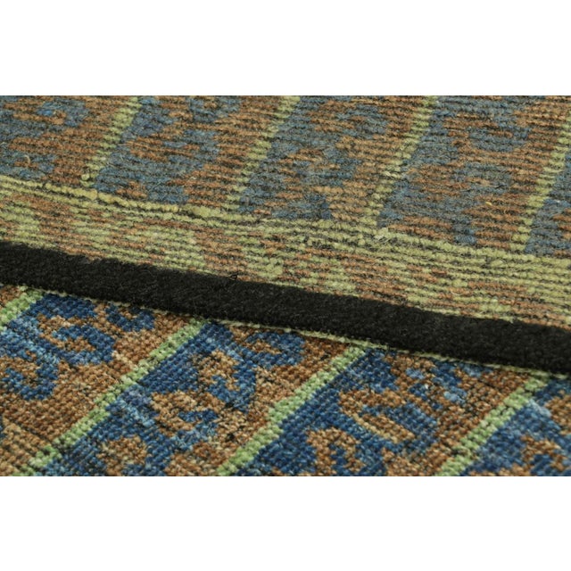 Textile Rug & Kilim’s Tribal Rug in Blue, Green, and Brown Geometric Patterns For Sale - Image 7 of 7