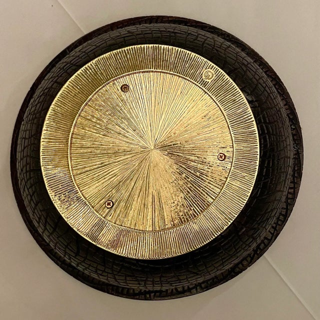 Wood St. John Home Croco Dark Wood Bowl With Gold Enamel Alligator For Sale - Image 7 of 8