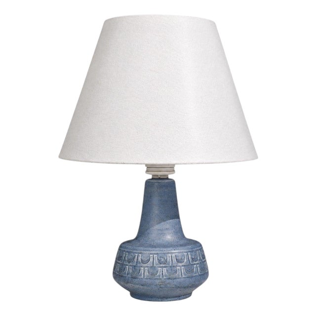 1960s Mid-Century Modern Soholm, Small Table Lamp, Light Blue Stoneware For Sale