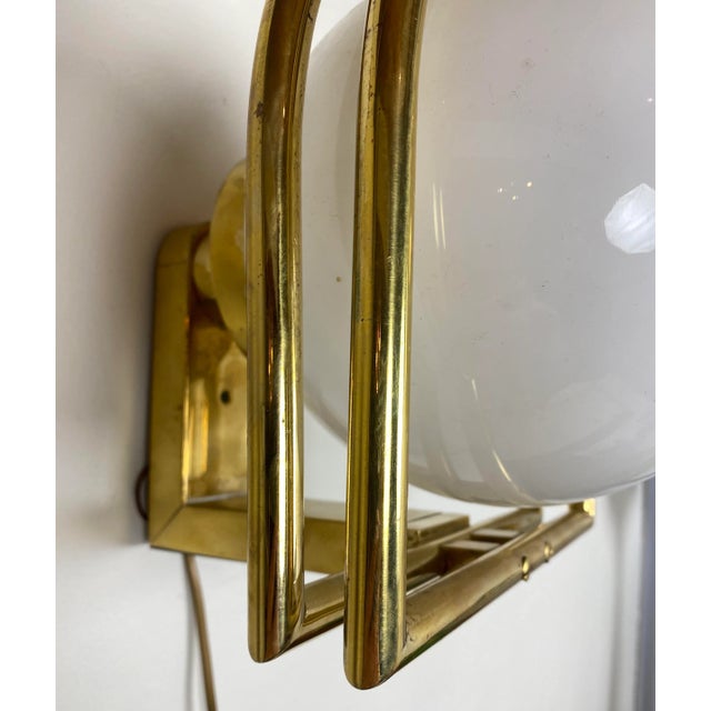 1930s Bauhaus Brass & Opaline Wall Lamp, 1930s For Sale - Image 5 of 18