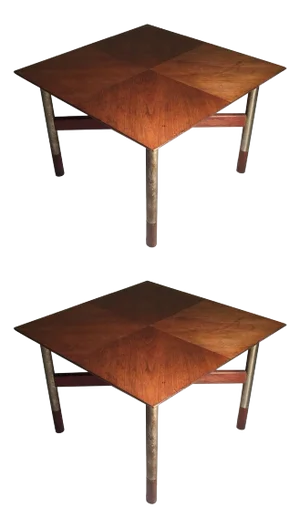 Mid-Century Walnut and Brushed Steel Pair of Tables by Jack Cartwright