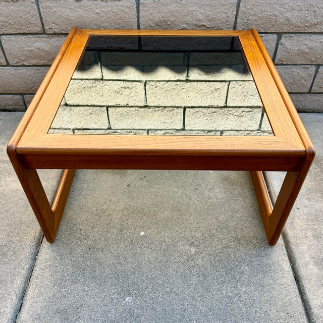 Mid Century Danish Modern Teak & Smoked Glass Coffee / Side Table by Komfort MCM (Unmarked) For Sale In Palm Springs - Image 6 of 10