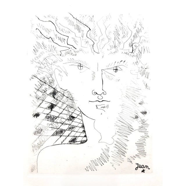 Black Jean Cocteau, Portrait, Etching, 1946 For Sale - Image 8 of 8
