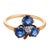 Victorian 1900-1909 Victorian Sapphire Diamond 14k Yellow Gold Trefoil Ring, Size 4.5 For Sale - Image 3 of 5