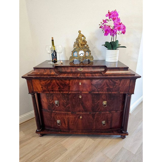 A scarce example of early Biedermeier Period (1815-1848) chest of drawers commode. circa 1820 Finely hand-crafted in the...