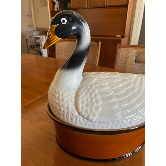 French Country Large Mid-Century Swan Tureen For Sale - Image 3 of 12
