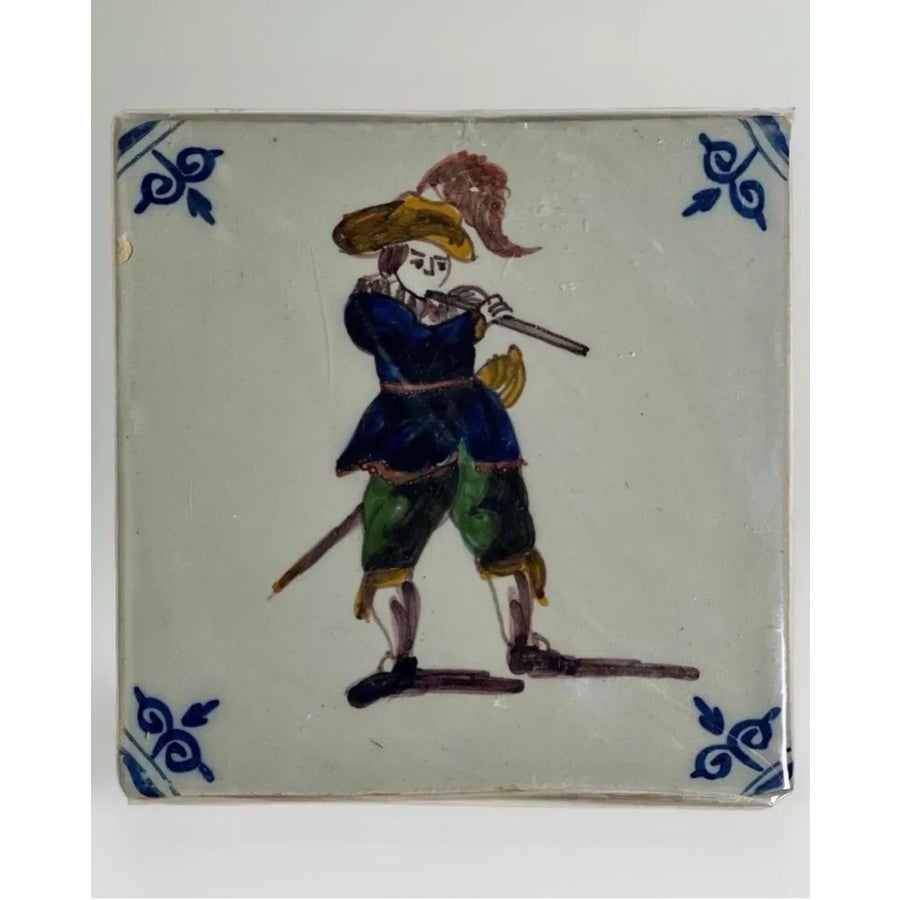 Set of 6 Mid 20th Century Makkum Dutch Hand-Painted Polychrome