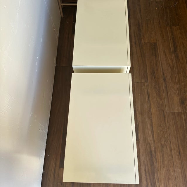 1980s 1980’s Post Modern Cream and Brass Nightstands - A Pair For Sale - Image 5 of 7