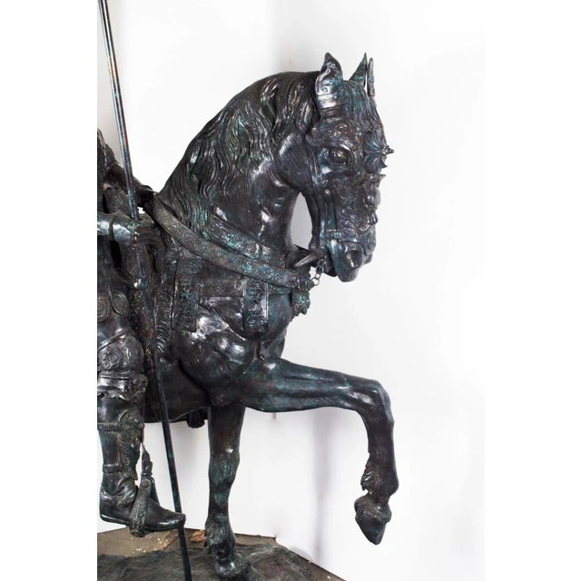Life Size Roman Armoured Cavalry Officer on Horseback, 20th Century, Bronze For Sale - Image 6 of 18