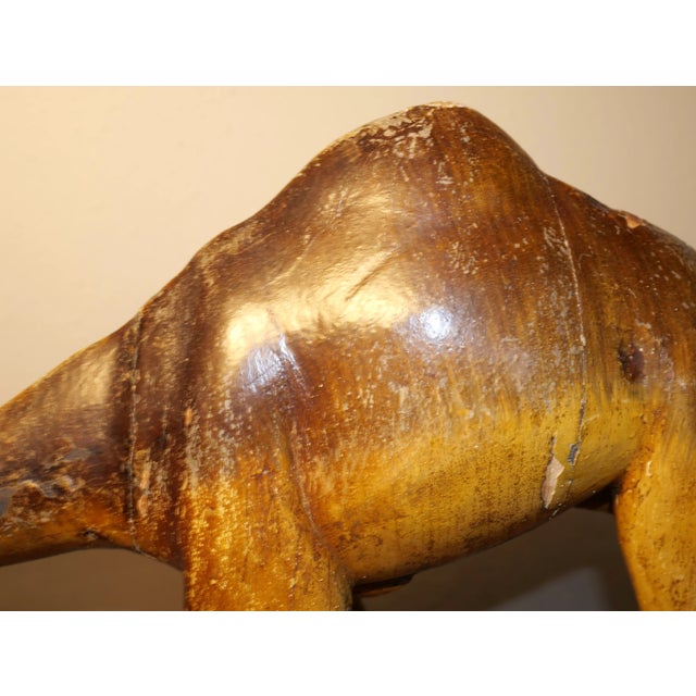 Wood Late 19th Century Italian Polychrome Painted Carved Wooden Dromadery Camel Figure on Plinth Base For Sale - Image 7 of 9