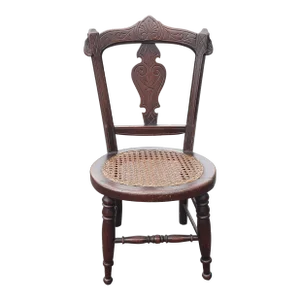 Victorian Style Carved Walnut and Cane Seat Youth Side Chair